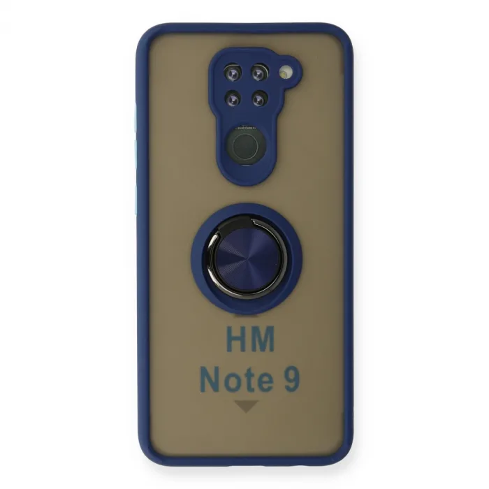 Xiaomi Redmi Note 9 Kılıf Montreal Yüzüklü Silikon Kapak - Lacivert
