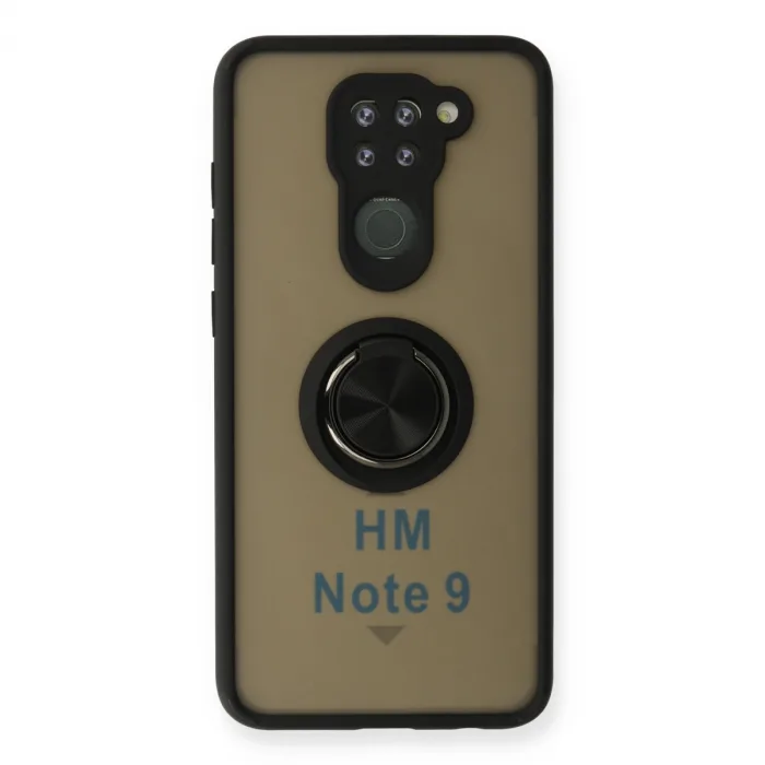 Xiaomi Redmi Note 9 Kılıf Montreal Yüzüklü Silikon Kapak - Siyah