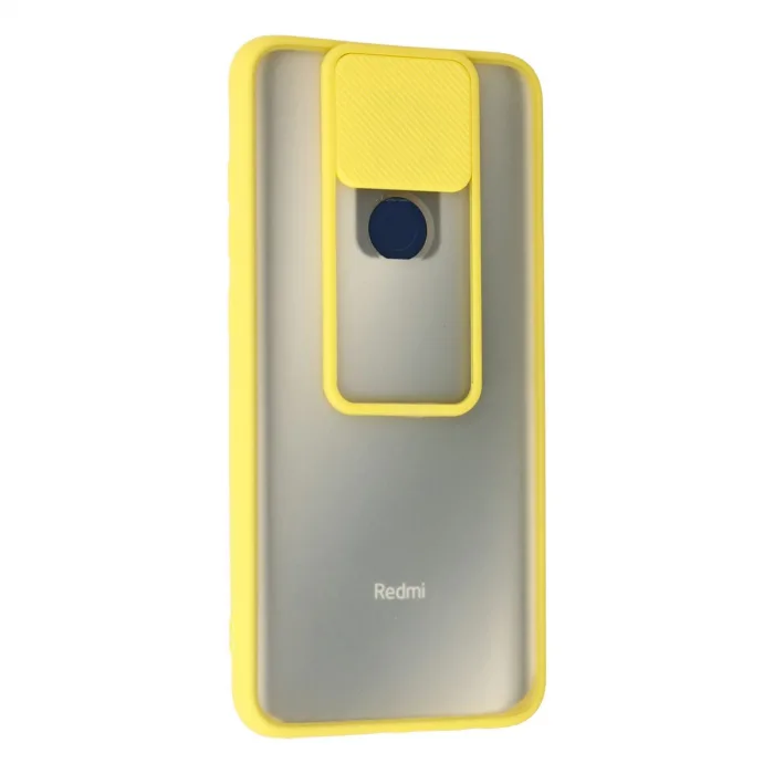 Xiaomi Redmi Note 9 Kılıf Palm Buzlu Kamera Sürgülü Silikon - Sarı