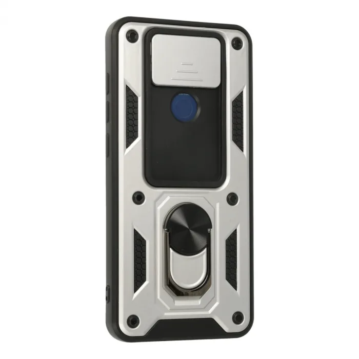 Xiaomi Redmi Note 9 Kılıf Pars Lens Yüzüklü Silikon - Gümüş