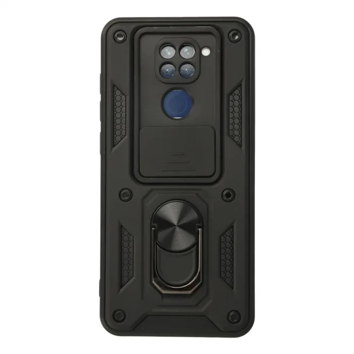 Xiaomi Redmi Note 9 Kılıf Pars Lens Yüzüklü Silikon - Siyah
