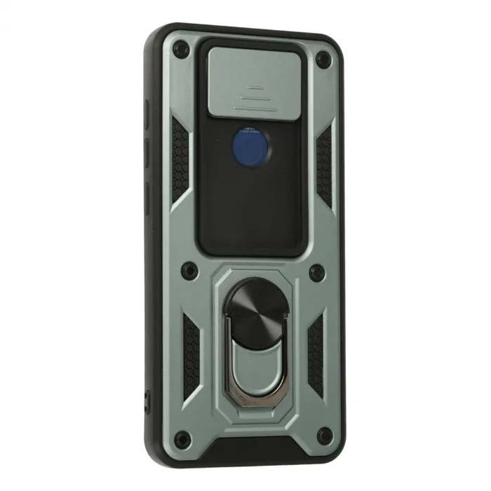 Xiaomi Redmi Note 9 Kılıf Pars Lens Yüzüklü Silikon - Yeşil