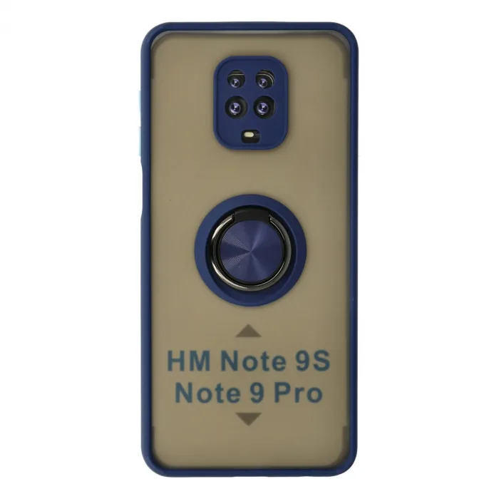 Xiaomi Redmi Note 9 Pro Kılıf Montreal Yüzüklü Silikon Kapak - Lacivert