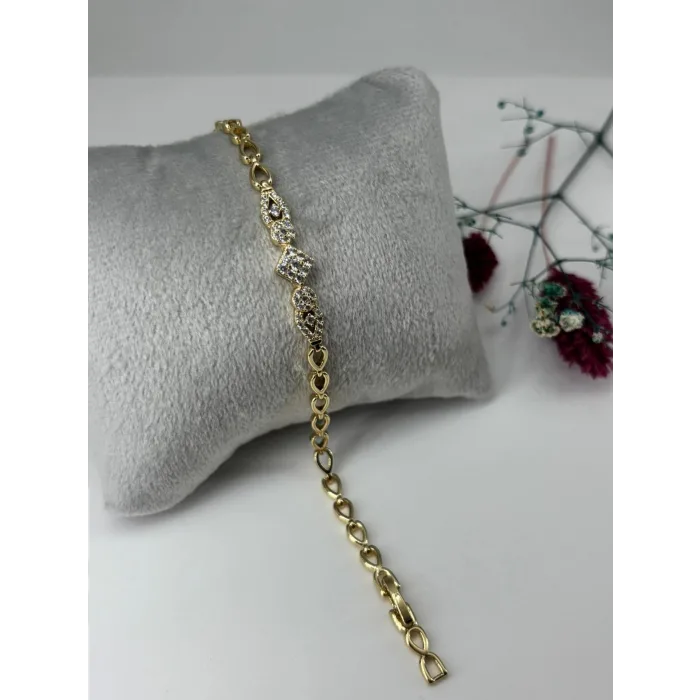    Zirkon Taşlı Pirinç Zirkon Bileklikler 17+2 Cm  - Kbl0339