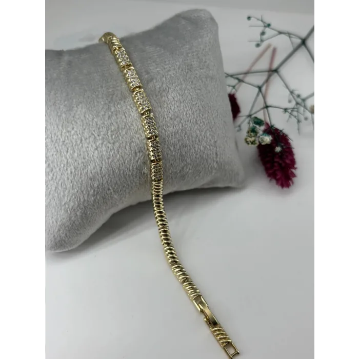    Zirkon Taşlı Pirinç Zirkon Bileklikler 17+2 Cm  - Kbl0321