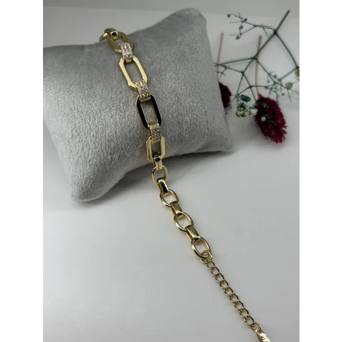    Zirkon Taşlı Pirinç Zirkon Bileklikler 17+3 Cm  - Kbl0311