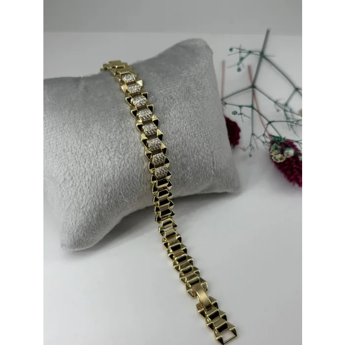    Zirkon Taşlı Pirinç Zirkon Bileklikler 17+2 Cm  - Kbl0319