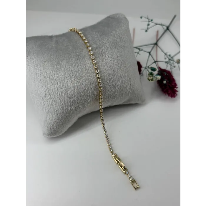   Zirkon Taşlı Pirinç Zirkon Bileklikler 17+2 Cm  - Kbl0305