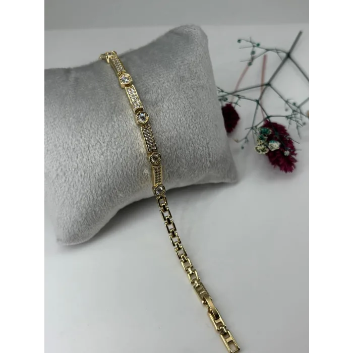    Zirkon Taşlı Pirinç Zirkon Bileklikler 17+2 Cm  - Kbl0337