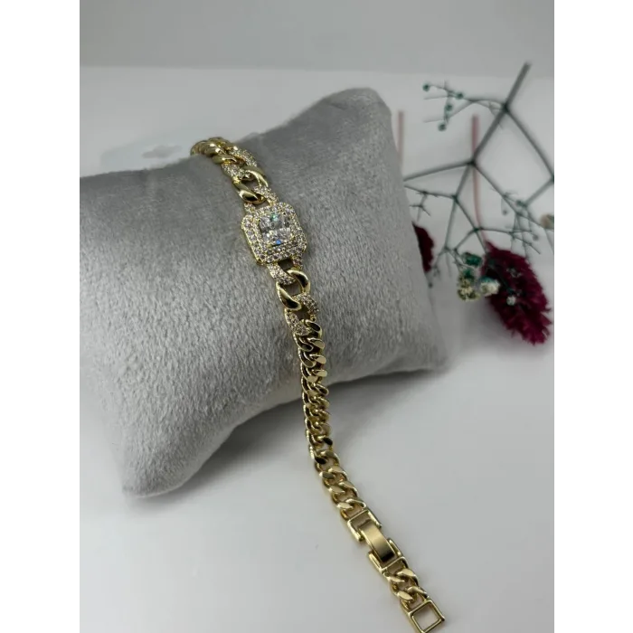   Zirkon Taşlı Pirinç Zirkon Bileklikler 17+2 Cm  - Kbl0307