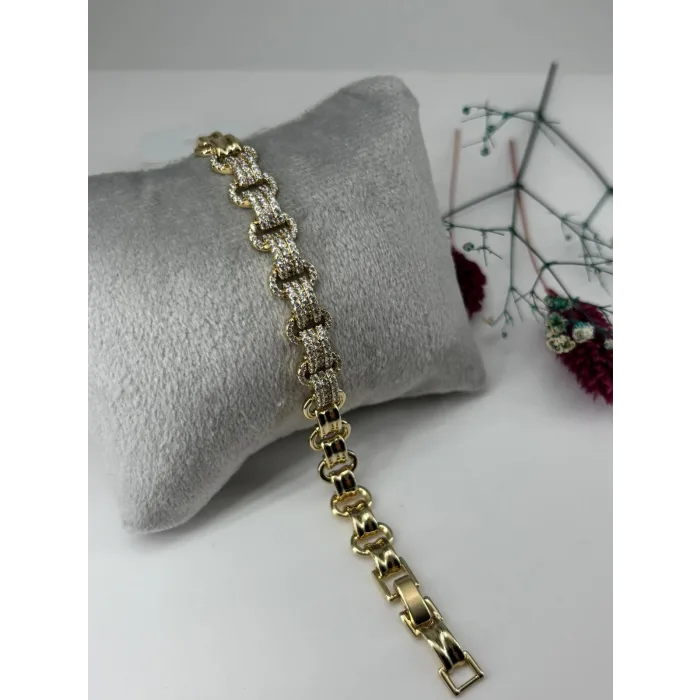    Zirkon Taşlı Pirinç Zirkon Bileklikler 17+2 Cm  - Kbl0325