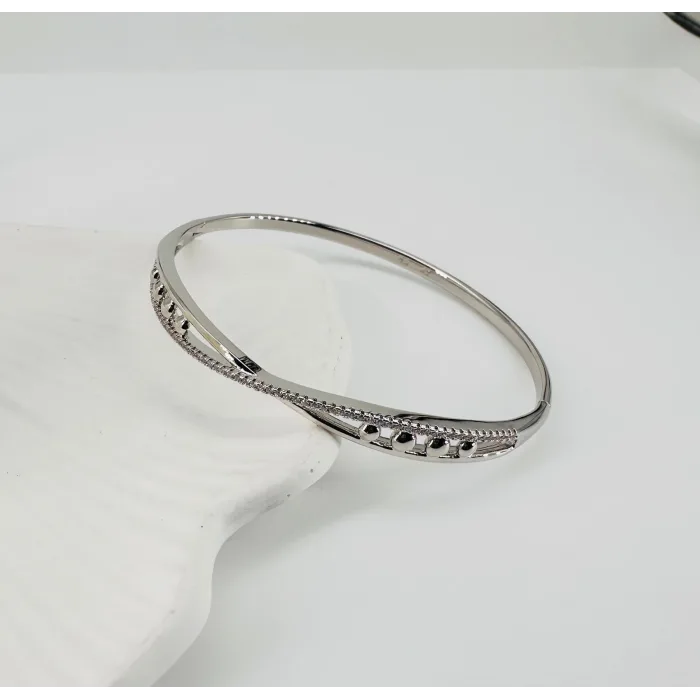 Rodyum Zirkon Taşlı Pirinç  Xuping Bileklik 5.9 Mm - Kbl0221