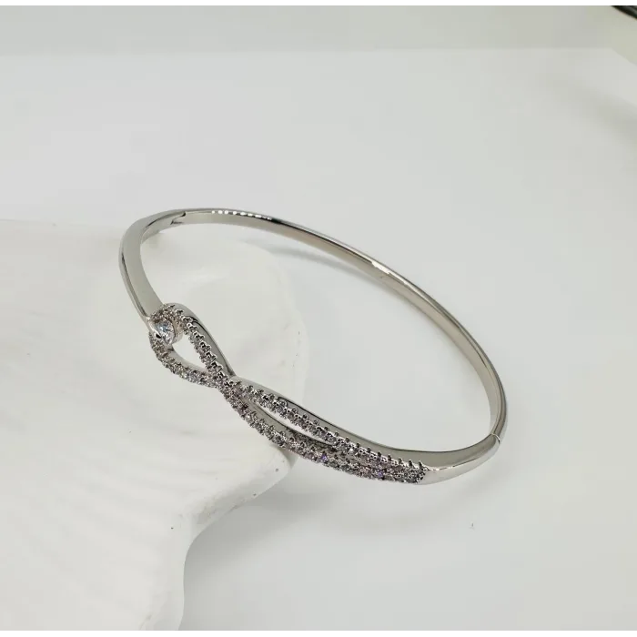 Rodyum Zirkon Taşlı Pirinç  Xuping Bileklik 6.1 Mm - Kbl0219
