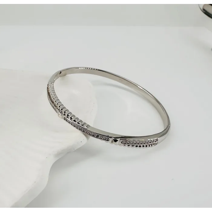 Rodyum Zirkon Taşlı Pirinç  Xuping Bileklik 5.9 Mm - Kbl0215