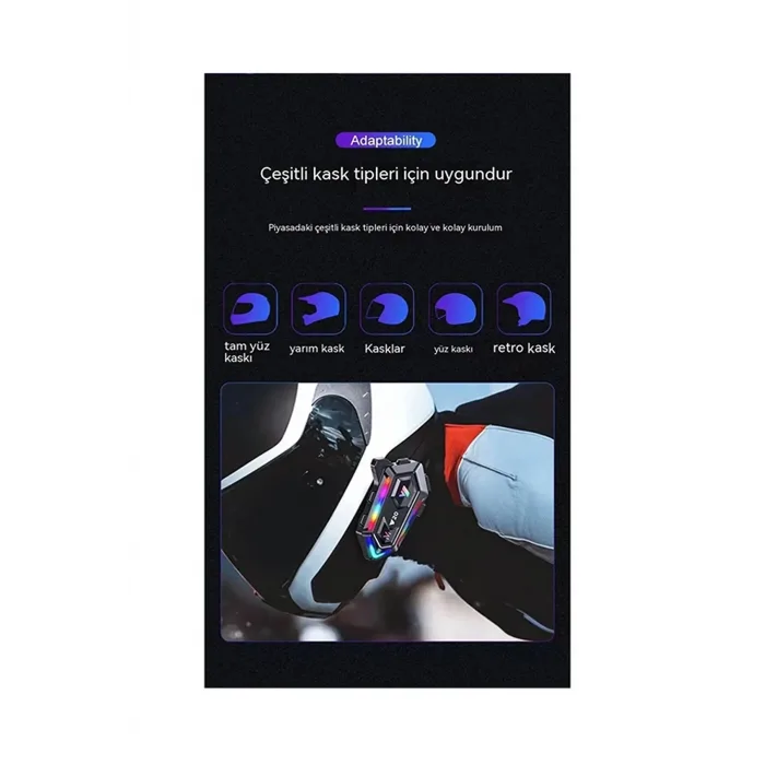 Y20 Motor Kurye Kask Kulaklık Rgb Modlu Bluetooth Motosiklet Kulaklık 5.3 Bluetooth Interkom