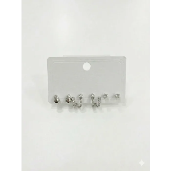 Yılan Detaylı Altılı Küpe - Kp00609