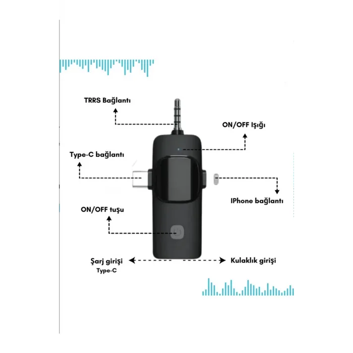 Yüksek Kalite Profesyonel 3 In 1 Kablosuz Taşınabilir Yaka Mikrofonu Tüylü