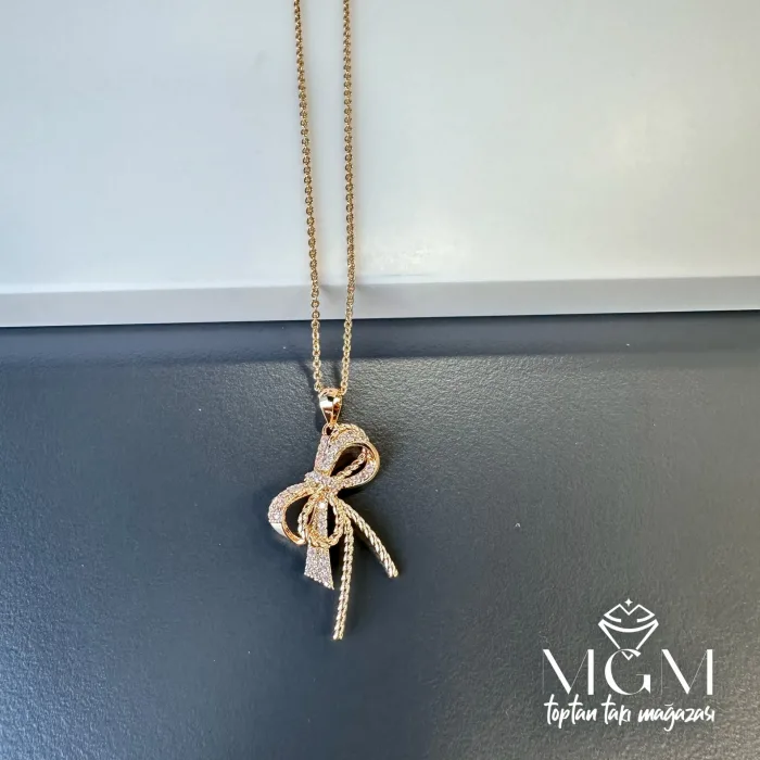 Zirkon Taşlı Fiyonk Kolye - Kl0021