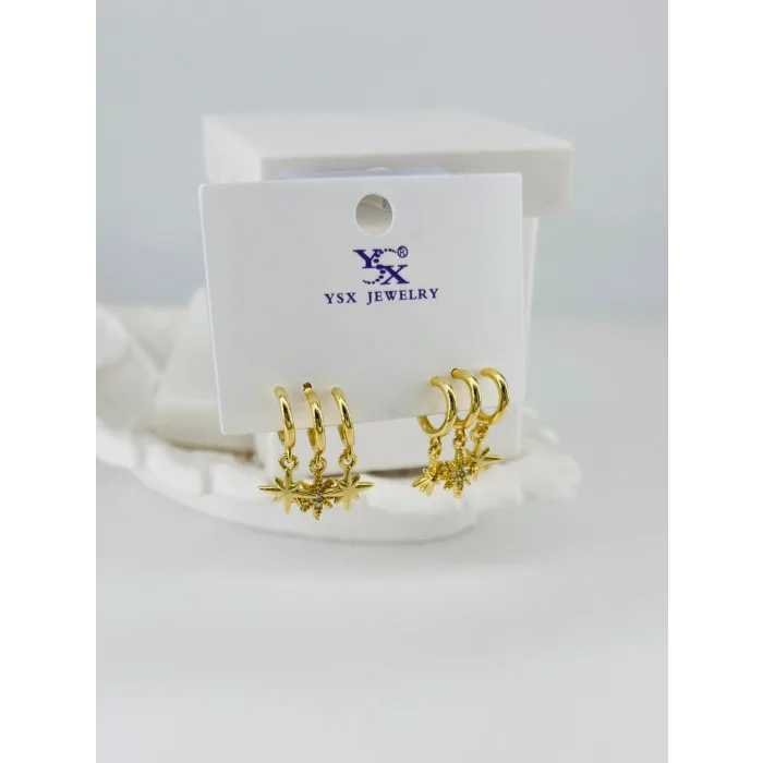 Zirkon Taşlı Pirinç Zirkon Küpe - Kp00404