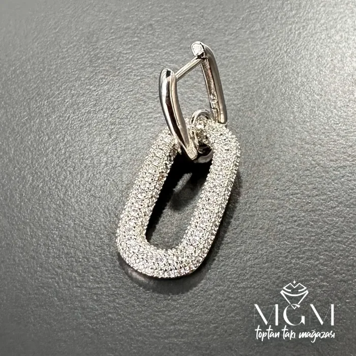 Rodyum Zirkon Taşlı Pirinç Küpeler - Kp00133