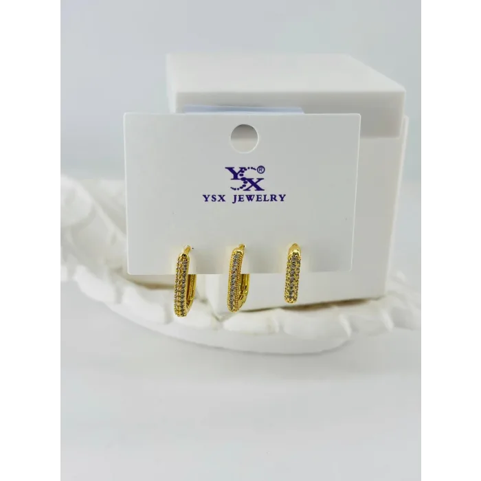 Zirkon Taşlı Pirinç Zirkon Küpe - Kp00418