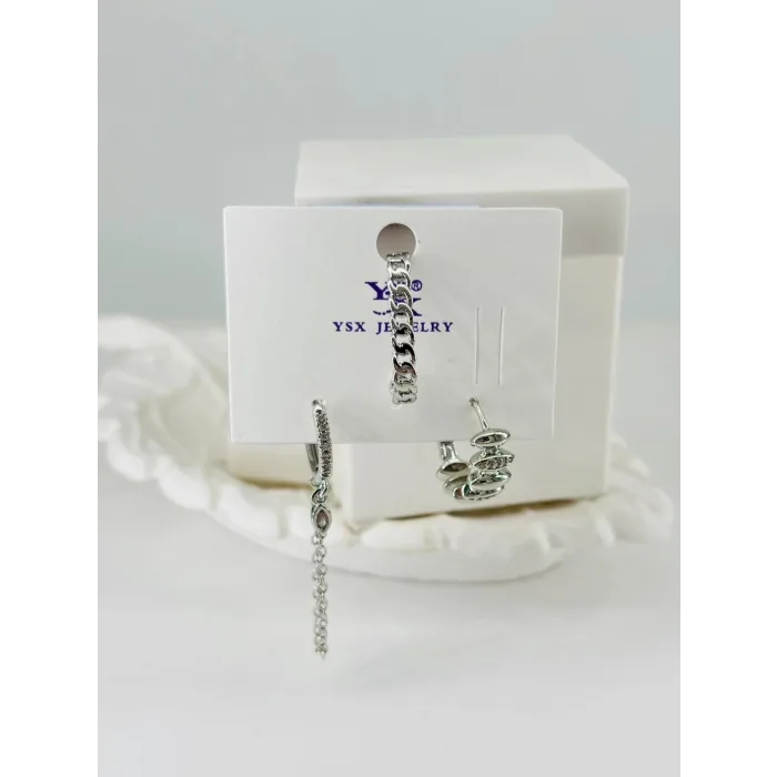 Zirkon Taşlı Üçlü Kombin Küpe - Kp00434