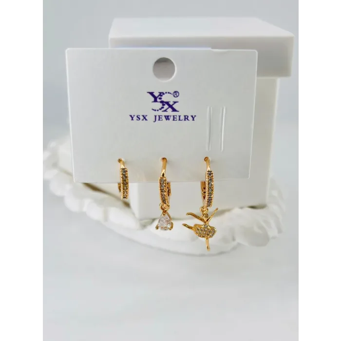 Zirkon Taşlı Üçlü Kombin Küpe - Kp00065