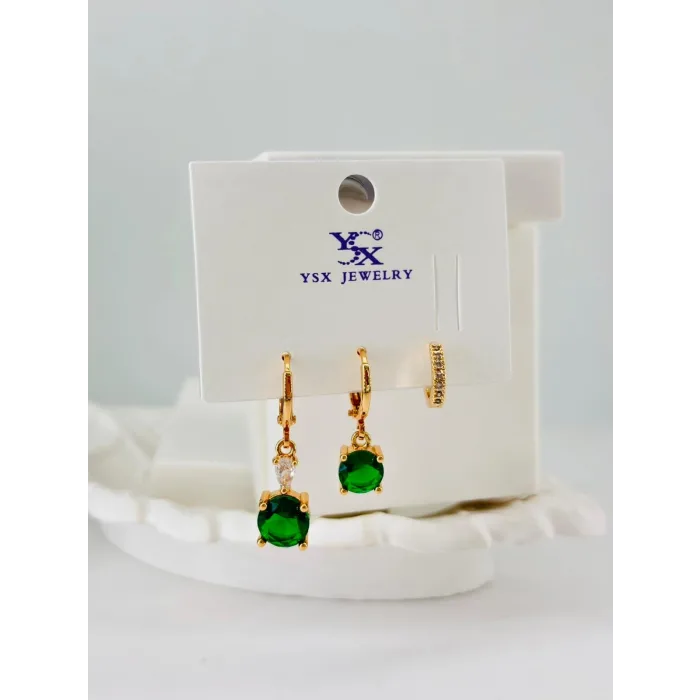Zirkon Taşlı Üçlü Kombin Küpe - Kp00423