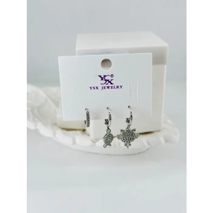 Zirkon Taşlı Üçlü Kombin Küpe - Kp00431