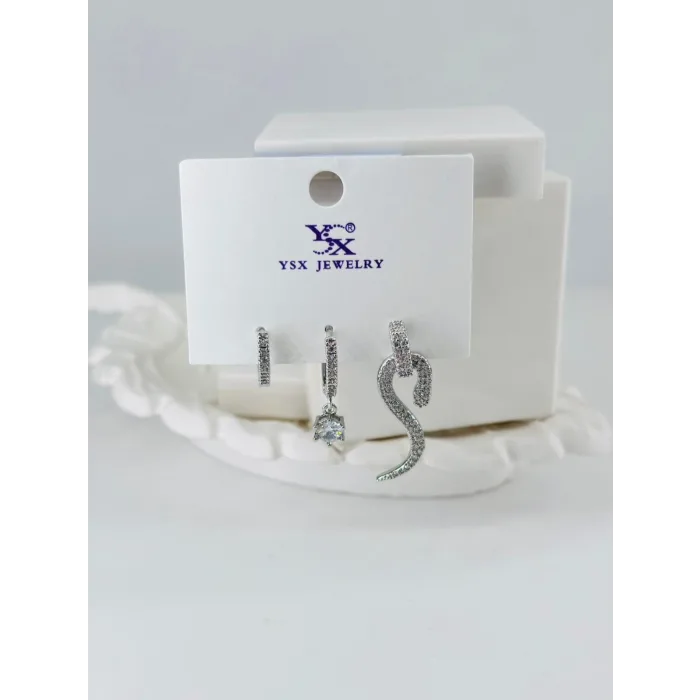 Zirkon Taşlı Üçlü Kombin Küpe - Kp00427
