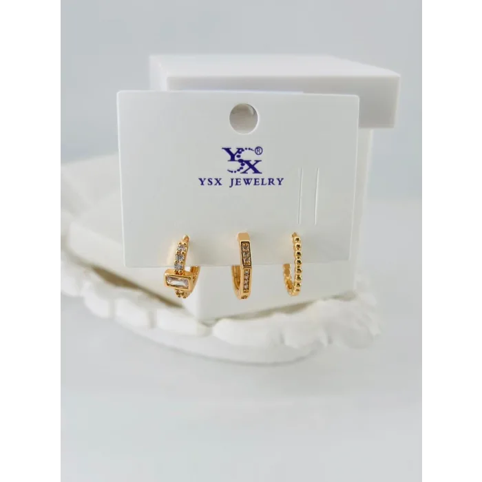 Zirkon Taşlı Üçlü Kombin Küpe - Kp00090