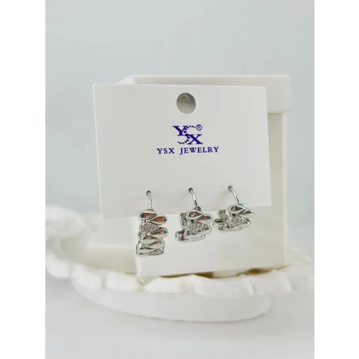 Zirkon Taşlı Üçlü Kombin Küpe - Kp00396