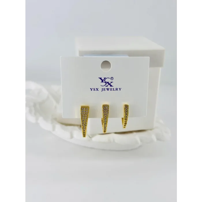 Zirkon Taşlı Üçlü Kombin Küpe - Kp00414