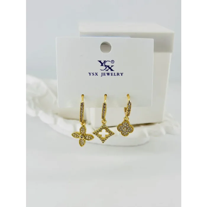 Zirkon Taşlı Üçlü Kombin Küpe - Kp00408