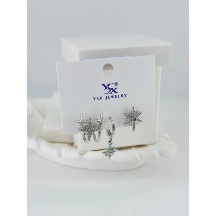 Zirkon Taşlı Üçlü Kombin Küpe - Kp00401