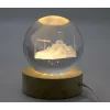 3d Kristal Cam Küre Ahşap Soketli İstanbul Temalı Led Lamba Aalk2574