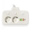 Akım Korumalı 2’li Ayrı Anahtarlı Priz, 2x Priz, 3x Usb, 1x Type-c, 2 Mt Kablo, Hızlı Şarj