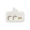 Akım Korumalı 2’li Ayrı Anahtarlı Priz, 2x Priz, 3x Usb, 1x Type-c, 2 Mt Kablo, Hızlı Şarj