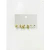   Zirkon Taşlı Pirinç Altılı  Kombin Küpe - Kp00619