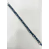Rodyum-mavi Çelik  Erkek Çelik Bileklik Boy 21.5 Cm / En 1.0 Cm  - Ebl0067