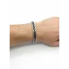 Rodyum-siyah Çelik  Erkek Çelik Bileklik Boy 21.5 Cm / En 0.9 Mm  - Ebl0049