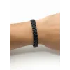 Siyah Çelik  Erkek Çelik Bileklik Boy 21.5 Cm / En 1.0 Cm  - Ebl0066
