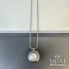 Rodyum İnci Taşlı Zincir Çelik Uç Kısmı Pirinç Kolyeler 40 + 5 Cm Uzatma Payı - Kl0113