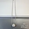 Rodyum Zirkon Taşlı Zincir Çelik Uç Kısmı Pirinç Kolyeler 40 + 5 Cm Uzatma Payı - Kl0107