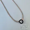Rodyum Zirkon Taşlı Çelik Çelik Kolye 40+5 Cm - Kl0188