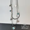 Çelik Nazar Boncuklu İkili Göz Kolye - Kl0058