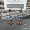 Çelik Yonca Nazar Boncuklu Küpe - Kp00110