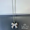 Rodyum Zirkon Taşlı Zincir Çelik Uç Kısmı Pirinç Kolyeler 40 + 5 Cm Uzatma Payı - Kl0149