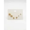 Çiçek Detaylı Altılı Küpe - Kp00627