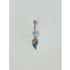 Çok Renkli Melek Kanadı Sallantılı Göbek Piercing - Pg0073
